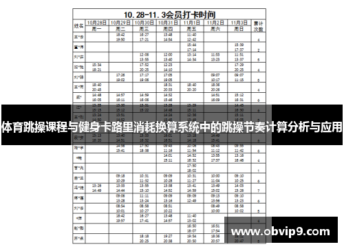 体育跳操课程与健身卡路里消耗换算系统中的跳操节奏计算分析与应用